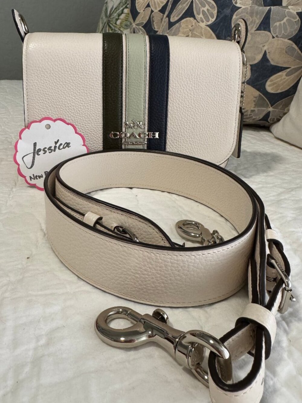 NWOT Coach Small Jes Messenger With Varsity Stripe
